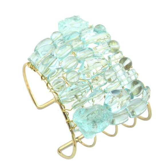 Sugar Gay Isber Swarovski Crystals Chunk Bold Cuff Handmade Contemporary Jewelry - Picture 2 of 6